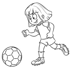 Mädchen mit Fußball - Vektor-Illustration