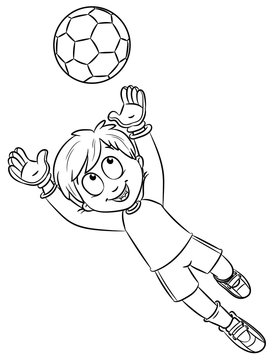 boy goalkeeper jumping catch soccer ball clip art preview