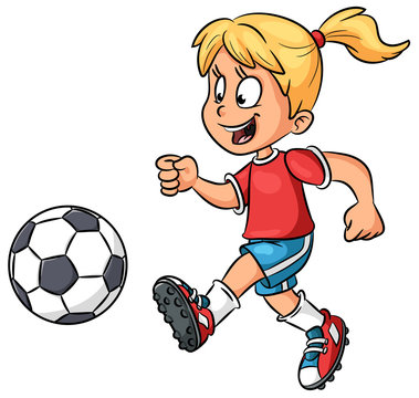 Mädchen mit Fußball - Vektor-Illustration