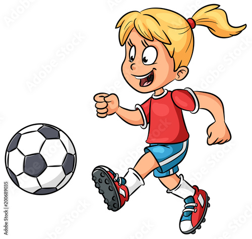 "Mädchen mit Fußball - Vektor-Illustration" Stockfotos und ...