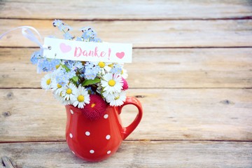 Frühling - Blumenstrauß Gänseblümchen - Frühlingsstrauß mit Text - Danke