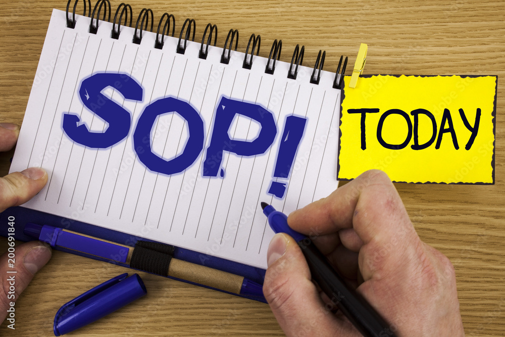 Poster word writing text sop motivational call. business concept for standard operating procedure rules ins