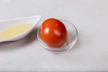 Tomato and oil ready for salad