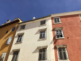 Fototapeta na wymiar Typical facades in Rovinj, Croatia