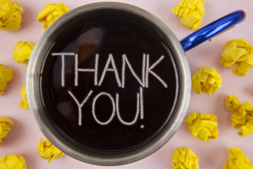 Writing note showing  Thank You Motivational Call. Business photo showcasing Appreciation greeting...