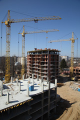 Construction of a residential multi-storey building. New residential area. Building  stock image