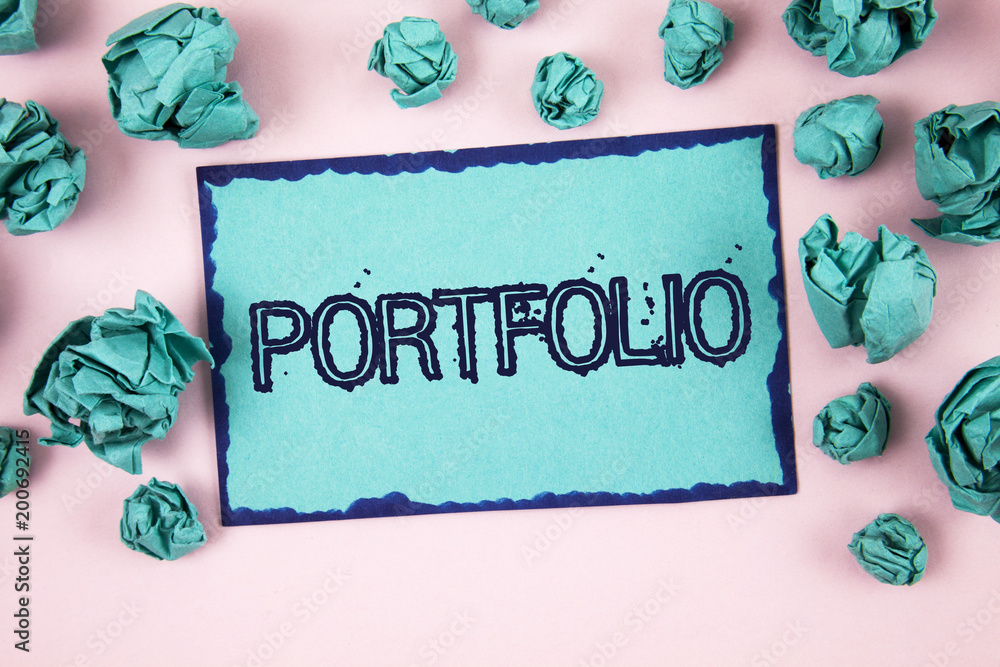 Poster writing note showing portfolio. business photo showcasing examples of work used to apply for a job c