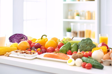 Assortment of fresh fruits and vegetables on the table