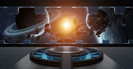 Naklejka premium Landing strip spaceship interior 3D rendering elements of this image furnished by NASA