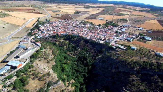 Aerial view in fields of Extremadura, Spain. 4k Drone Video