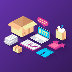 Obraz premium e-commerce. shopping. delivery.isometric vector illustration
