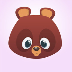 Cute cartoon bear head icon. Vector illustration isolated. Big collection of cartoon animals