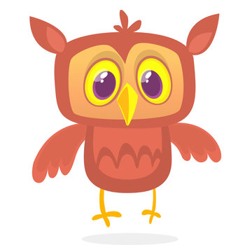 Happy cartoon owl. Vector character isolated