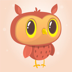 Happy cartoon owl. Vector illustration. Design for print, children book illustration or party decoration