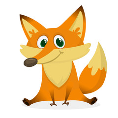 Obraz premium Cartoon happy and sad fox. Vector clip art illustration with simple gradients. 