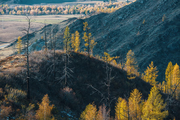 Views of the landscapes of the Mountains in autumn, Altai Republic, Russia.
