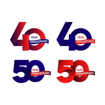 40,50 Year Anniversary Vector Template Design Illustration