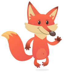 Cartoon red fox character, vector illustration, isolated on white background