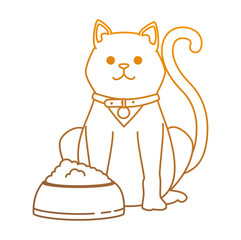 Obraz premium cute cat mascot with dish food character vector illustration design