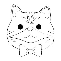cute cat mascot head character vector illustration design