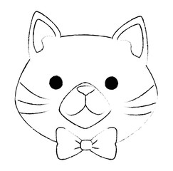 cute cat mascot head character vector illustration design