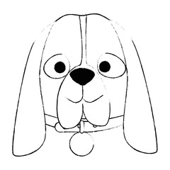 cute dog breed head character vector illustration design
