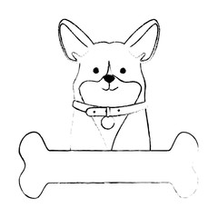 Obraz na płótnie Canvas cute dog breed with bone character vector illustration design