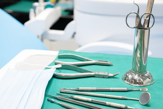 Dental tools use for dentist in the office or clinic.