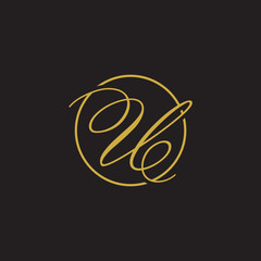 initial letter logo script circle gold