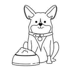 cute dog breed with dish food character vector illustration design