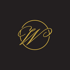 initial letter logo script circle gold