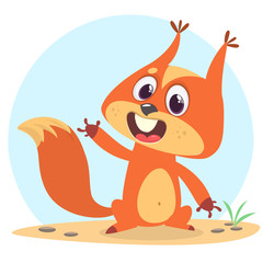 Cute cartoon squirrel in playful mood. Vector illustration isolated