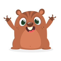 Cartoon funny marmot waving with smile. Vector illustration