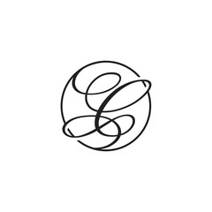 initial letter C logo script circle black