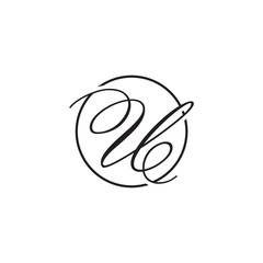 initial letter U logo script circle black