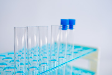Laboratory pipette, science laboratory, doctor, science research concept,  test tube on blue background