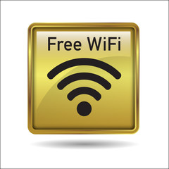 Free WiFi Gold frame icon button