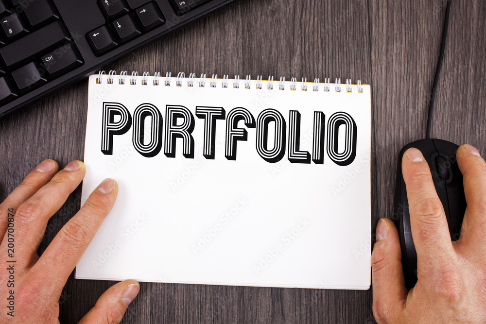 Poster writing note showing portfolio. business photo showcasing examples of work used to apply for a job c