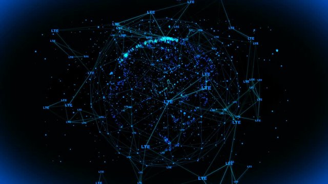 animation of lines and dots in cyberspace forming the planet earth