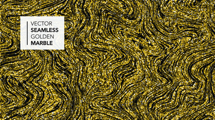 Marble texture. Luxury gold seamless background.  Abstract golden glitter marbling seamless pattern for fabric, tile, interior design or gift wrapping .Business or wedding cover card template. Vector