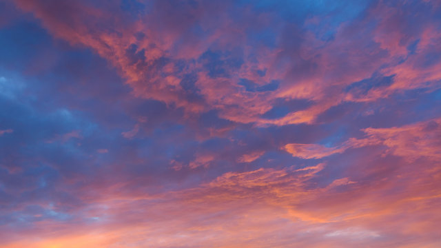 Vibrant colorful clouds at sunset