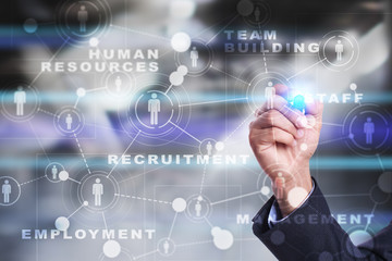 Human resource management, HR, recruitment, leadership and teambuilding. Business and technology concept.