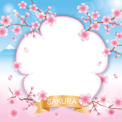 Sakura flowers and Mt.Fuji background banner.