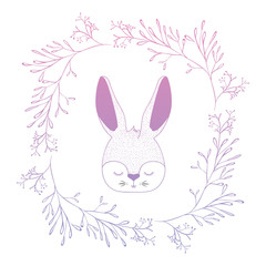 Fototapeta premium cute rabbit head with wreath easter celebration