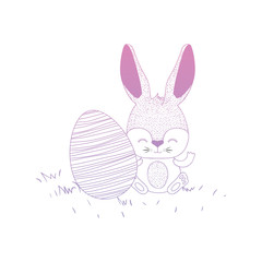 cute rabbit with egg easter celebration