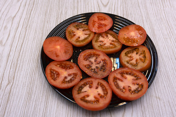 close up many dice tomato .