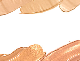 Frame of make up cosmetic foundation beige.