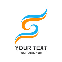 Letter S logo design template colored blue orange wave swoosh design for business and company identity. Abstract initial S alphabet logo element.