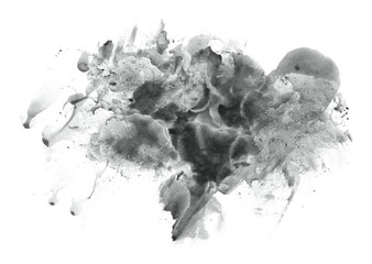 Abstract watercolor background hand-drawn on paper. Volumetric smoke elements. Neutral Gray color. For design, websites, card, text, decoration, surfaces.