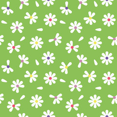 vector seamless repeating illustration vegetative chamomile pattern on green